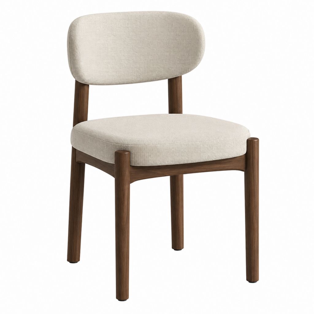 Esszimmerstuhl gepolstert Beige mit Massivholzgestell und abgerundetem Sitz 52 x 55 x 78 cm