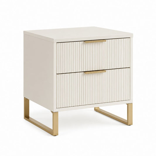 Nachttisch mit 2 Schubladen Cremeweiß MDF Rechteckig 45 x 40 x 55 cm