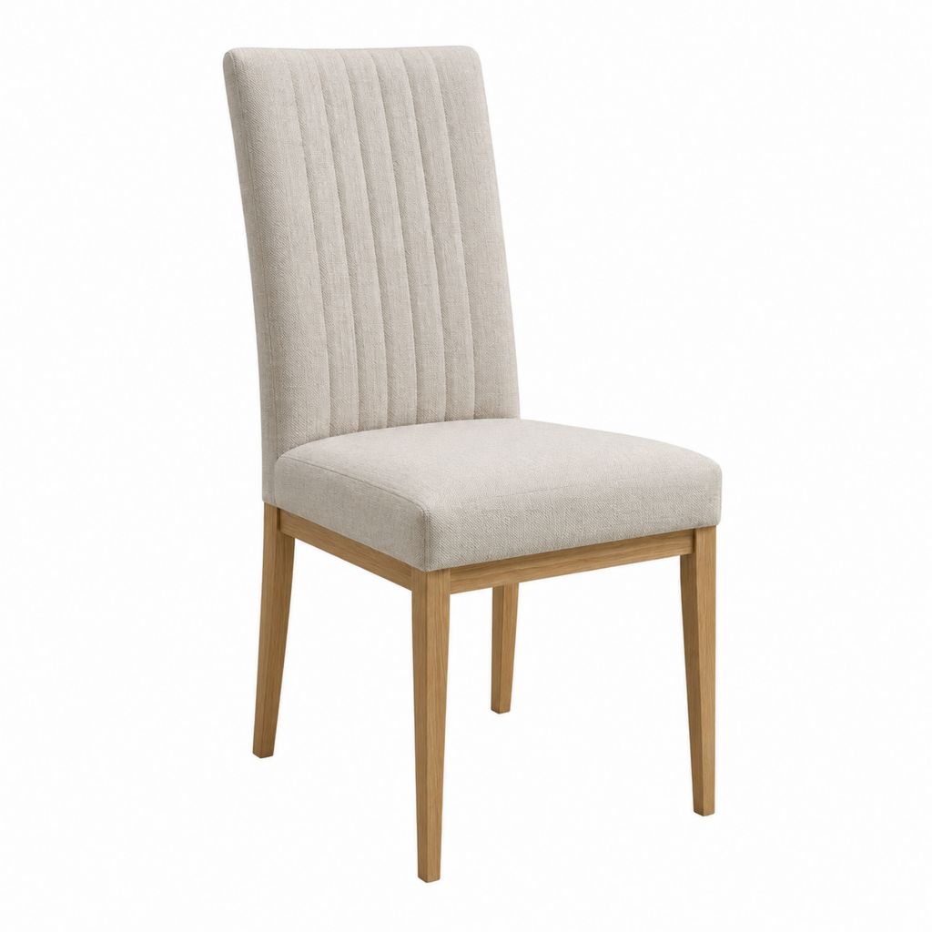 Esszimmerstuhl mit rechteckigem Sitz Beige Polyester Eichenholz 47 x 60 x 99 cm