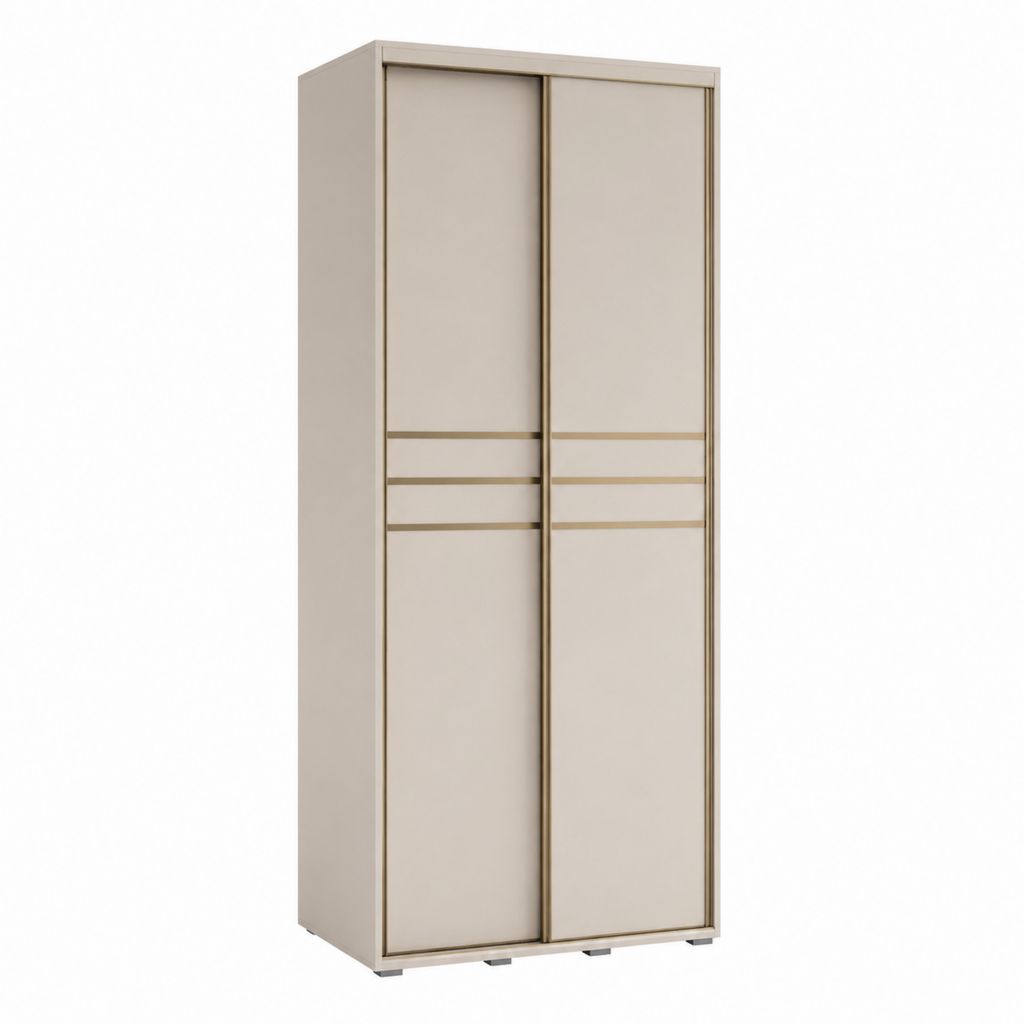 Schiebetürenschrank beige aus melaminbeschichteter Spanplatte rechteckig 80 x 200 x 50 cm