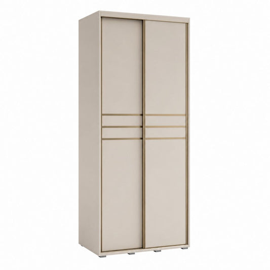 Schiebetürenschrank beige aus melaminbeschichteter Spanplatte rechteckig 80 x 200 x 50 cm
