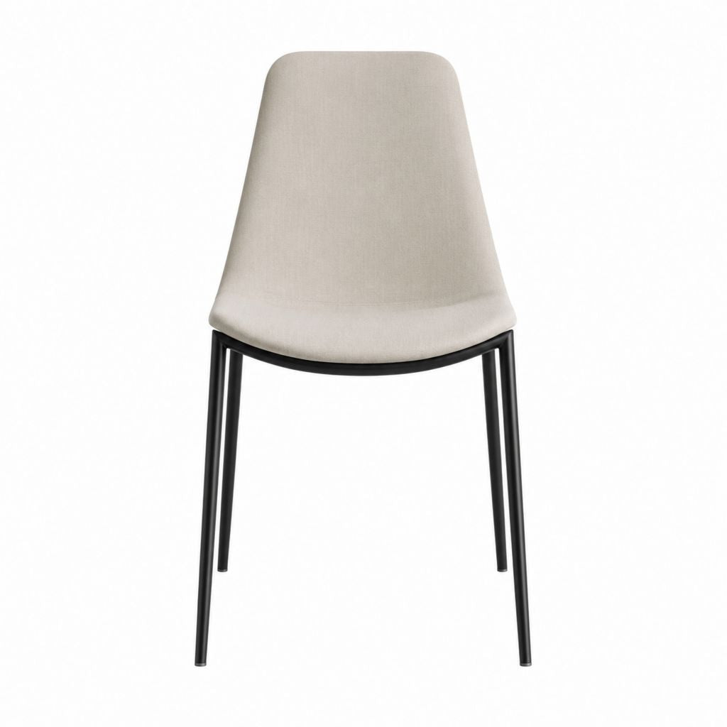 Esszimmerstuhl Beige mit Polyesterbezug und Stahlgestell 46 x 55 x 82 cm