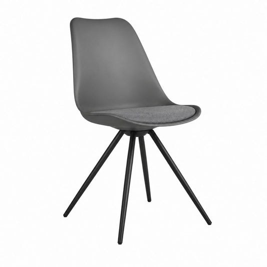 Esszimmerstuhl Grau aus PP mit Polyester-Sitzkissen und Stahlgestell in Schalenform 84 x 48 x 55 cm