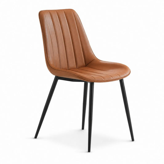 Esszimmerstuhl Braun mit PU-Kunstleder und Stahlgestell 84 x 48 x 55 cm