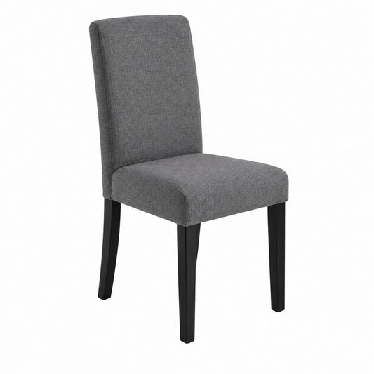 Esszimmerstuhl Grau aus Polyester mit Rückenlehne und schwarzen Massivholzbeinen 43 x 55 x 96 cm