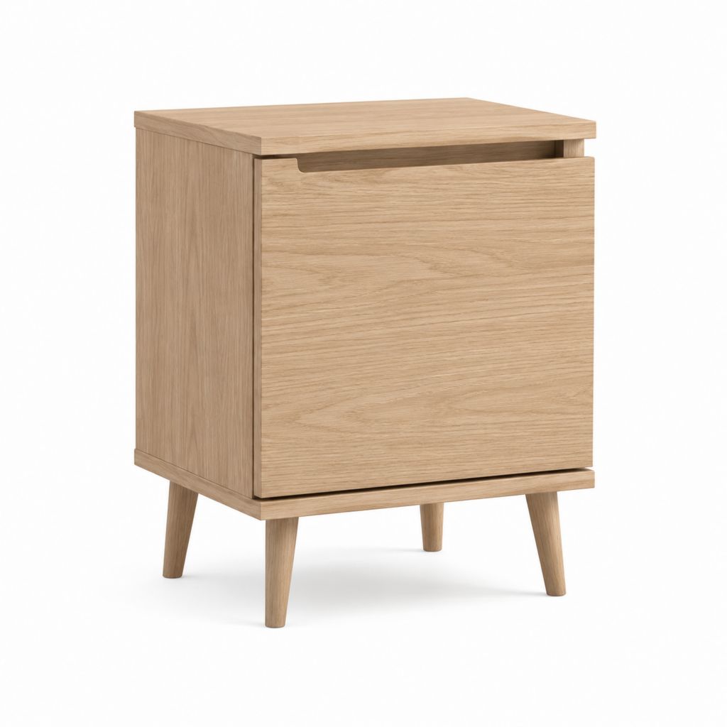 Nachttisch Nachtschrank Eichefarben MDF und Massivholz rechteckig mit Stauraumfach 40 x 35 x 55 cm
