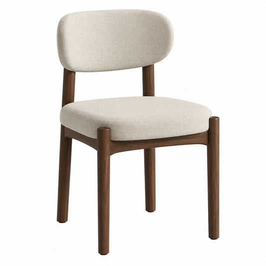 Esszimmerstuhl gepolstert Beige mit Massivholzgestell und abgerundetem Sitz 52 x 55 x 78 cm